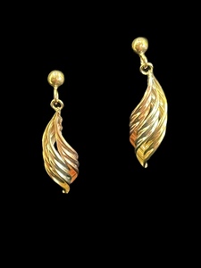 3 colour gold earrings