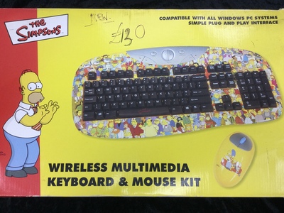 Retro The Simpsons Wireless Multimedia Keyboard and Mouse Kit