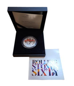 Rolling stones silver proof coin